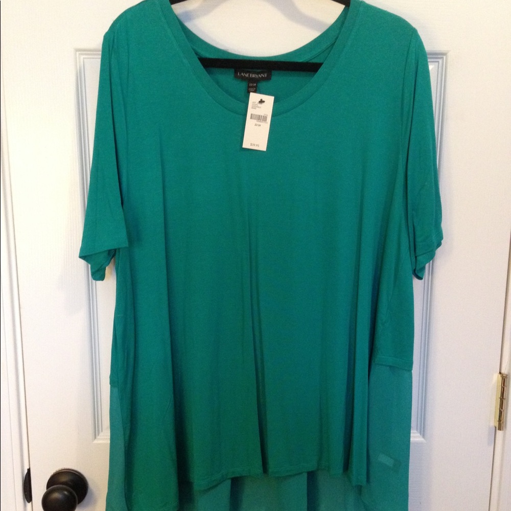 Teal top with see through lower back